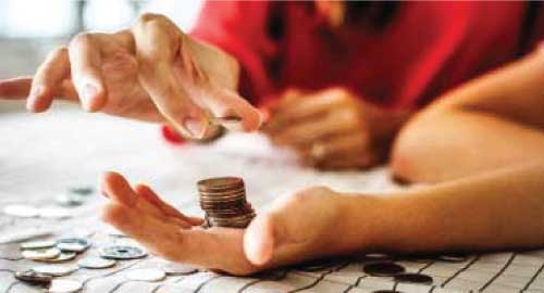 Person being handed change.